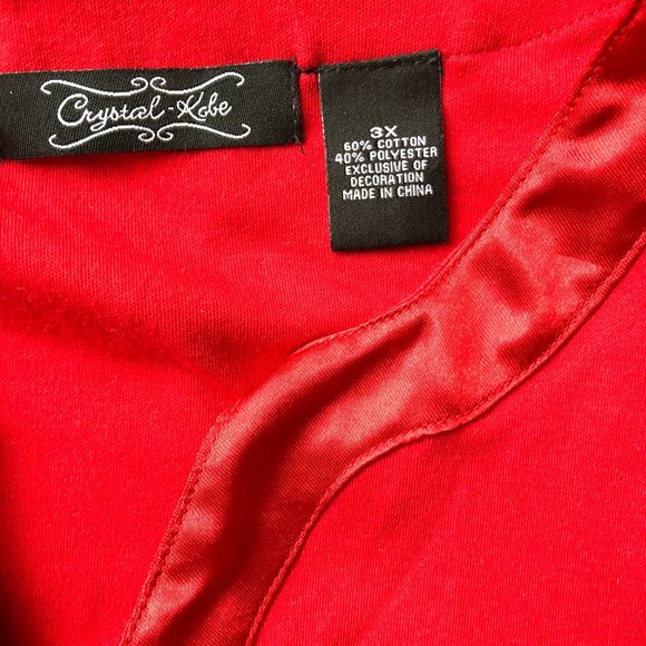 Top 3X Dark red with 3/4 sleeves 60% Cotton . . - Picture 2 of 7